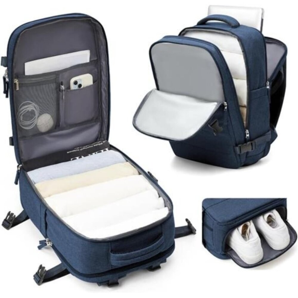 Navy Women's Backpack with Multi-Compartment Design